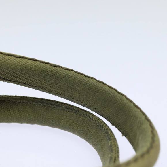 PRADA Canapa PM Hand Bag Canvas 2way Khaki Gold Auth 84641 - Picture 9 of 16